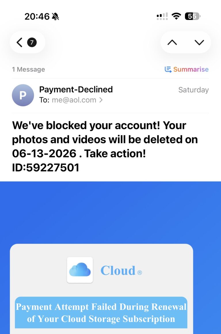 The Cloud Storage “Payment Failed” Email