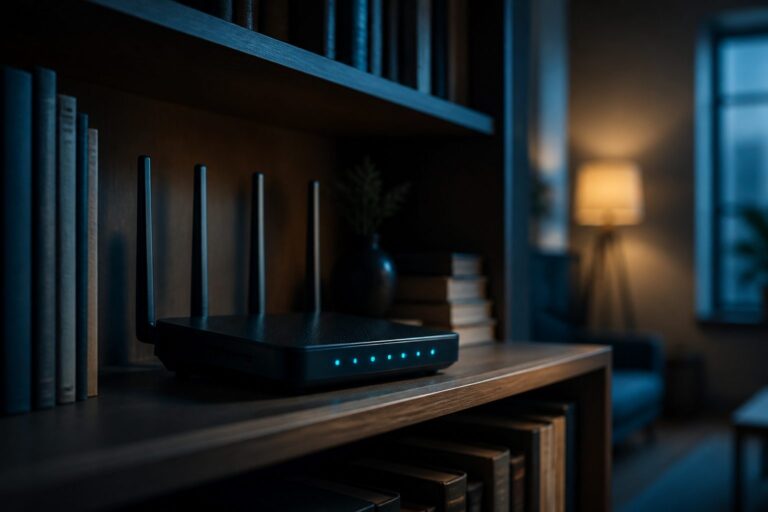 Home Wi-Fi router on a shelf