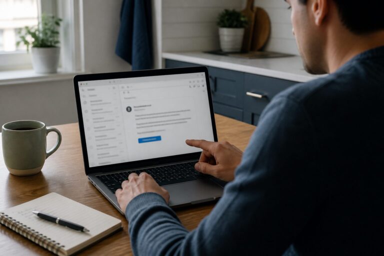 Person carefully reading an email before clicking
