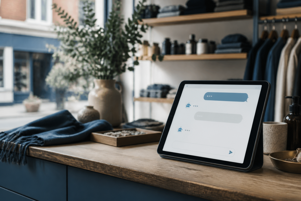 Small shop counter with a tablet assistant screen